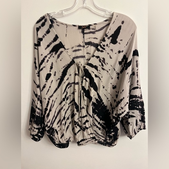 Dex Tops - Dex Women’s Tie Die Hippie Blouse Medium Black & Grey
